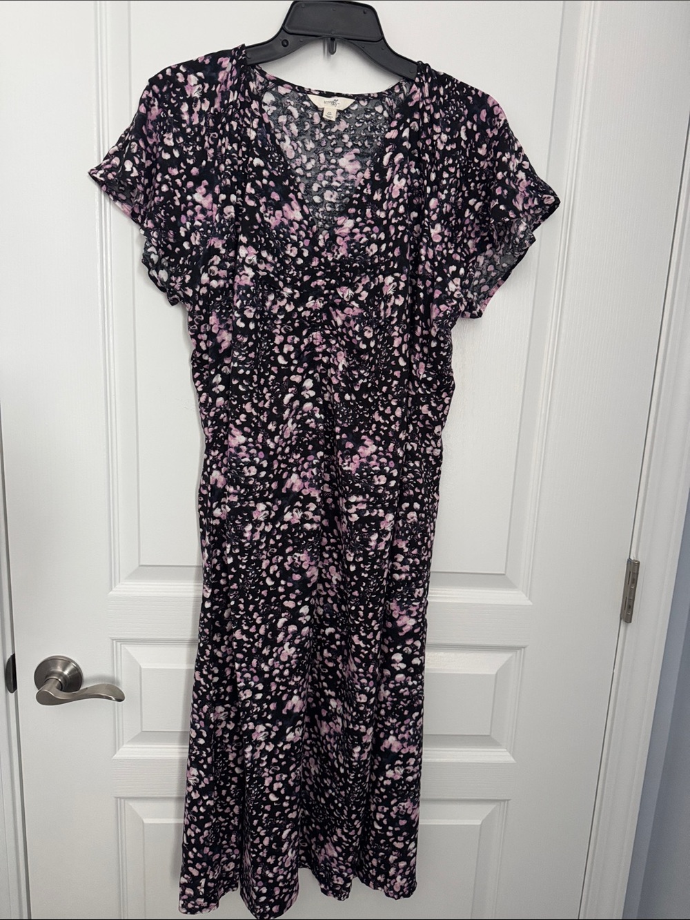 Women’s Terra & Sky Black and Pink Printed Midi Dress